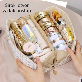 Prijenosna jastučnica za kozmetička torba, zlatna svilena kockasta torba za jastuk, putna torba za toaletni pribor, torba za pohranu velikog kapaciteta, ruž za usne