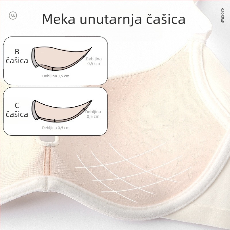 Bešavni gaćici od mekog čeličnih prstenova za žene, tanke, velike grudi, male grudi, push-up, protiv opuštanja, podesivi, udobni push-up grudnjak