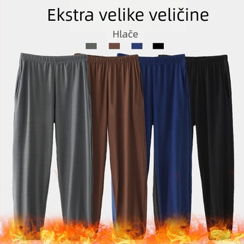 Zimske ležerne tople hlače srednjih godina s flis podstavom i zadebljanim materijalom, široke baršunaste hlače za debele muškarce