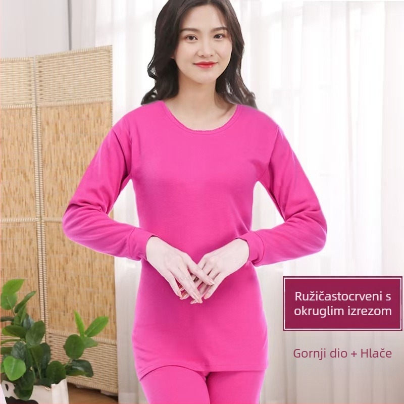 Jesenski i zimski muški set termalnog donjeg rublja od čistog pamuka, ženski termalni set, pamučni džemper, pletivo, zadebljano za toplinu