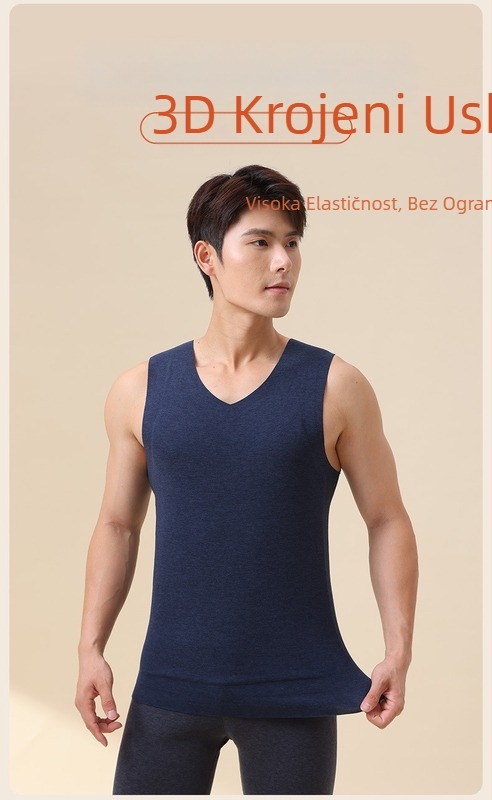 Novi jesenski i zimski muški troslojni vuneni termo prsluk za 2024. godinu, bešavni, s patch podlogom, brušenjem i zadebljanjem