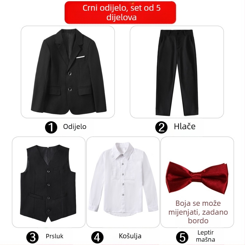Dječji svečani odijelo za klavirske nastupe, britski stil, sako i hlače za dječaka