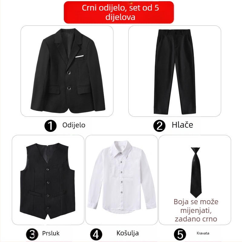Dječji svečani odijelo za klavirske nastupe, britski stil, sako i hlače za dječaka