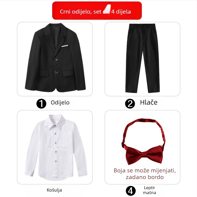 Dječji svečani odijelo za klavirske nastupe, britski stil, sako i hlače za dječaka