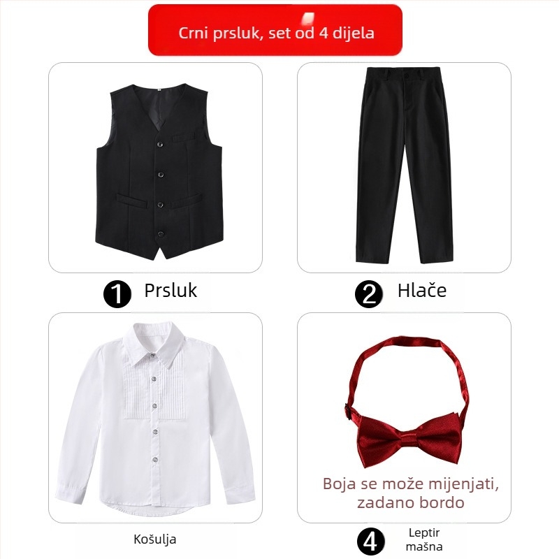 Dječji svečani odijelo za klavirske nastupe, britski stil, sako i hlače za dječaka