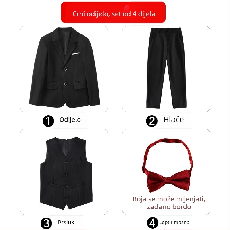Dječji svečani odijelo za klavirske nastupe, britski stil, sako i hlače za dječaka