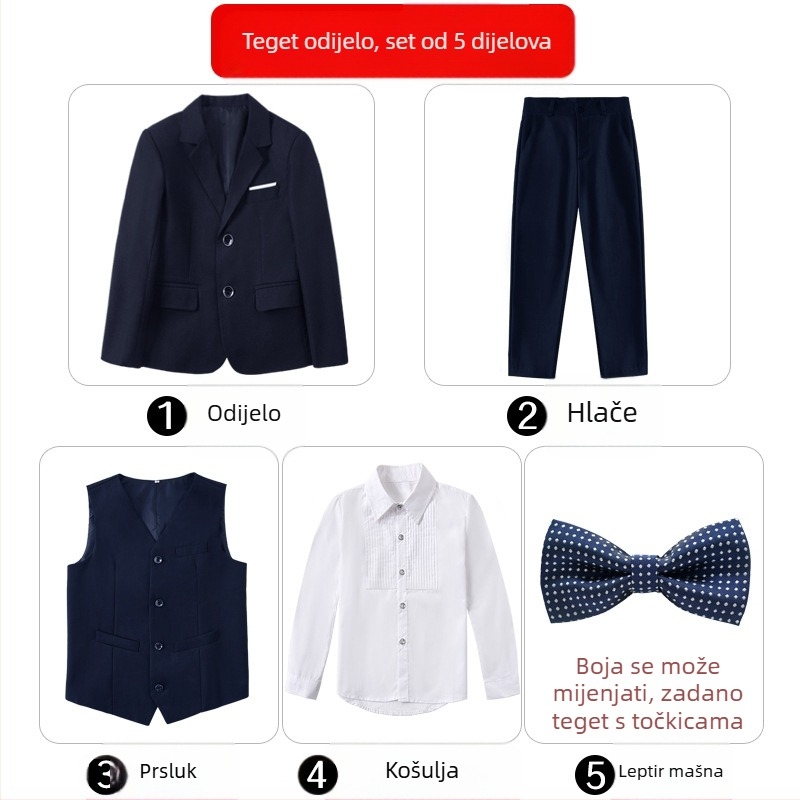 Dječji svečani odijelo za klavirske nastupe, britski stil, sako i hlače za dječaka