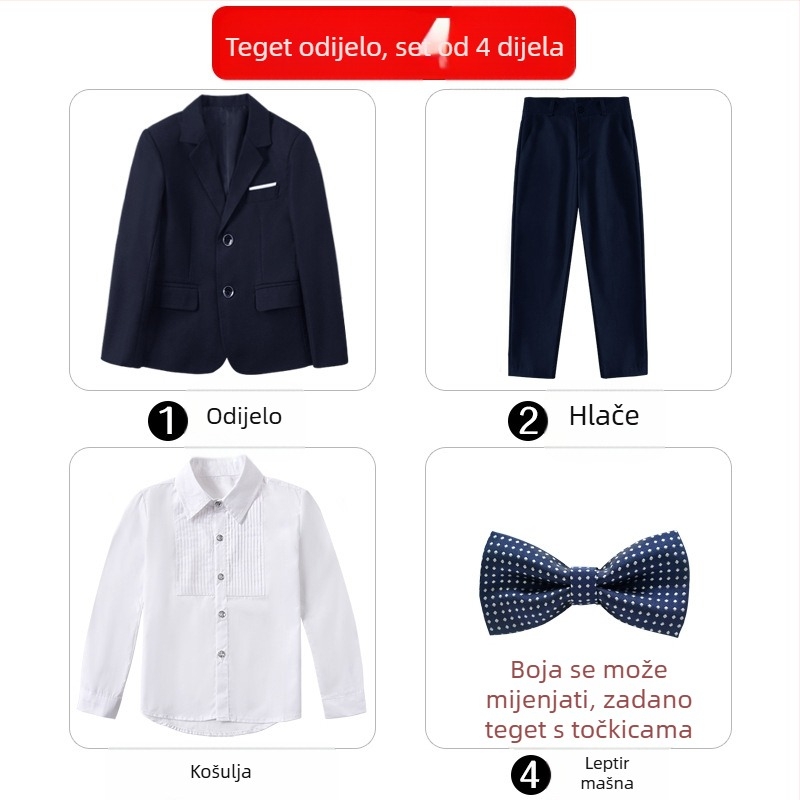 Dječji svečani odijelo za klavirske nastupe, britski stil, sako i hlače za dječaka