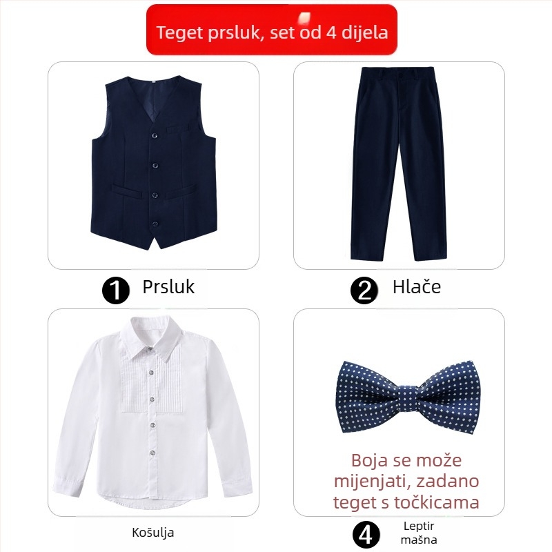 Dječji svečani odijelo za klavirske nastupe, britski stil, sako i hlače za dječaka