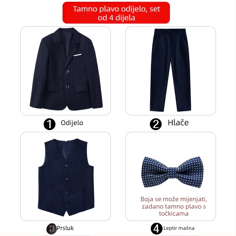 Dječji svečani odijelo za klavirske nastupe, britski stil, sako i hlače za dječaka