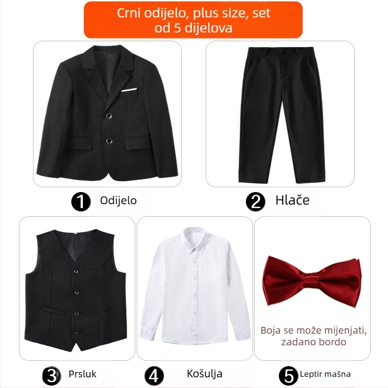 Dječji svečani odijelo za klavirske nastupe, britski stil, sako i hlače za dječaka