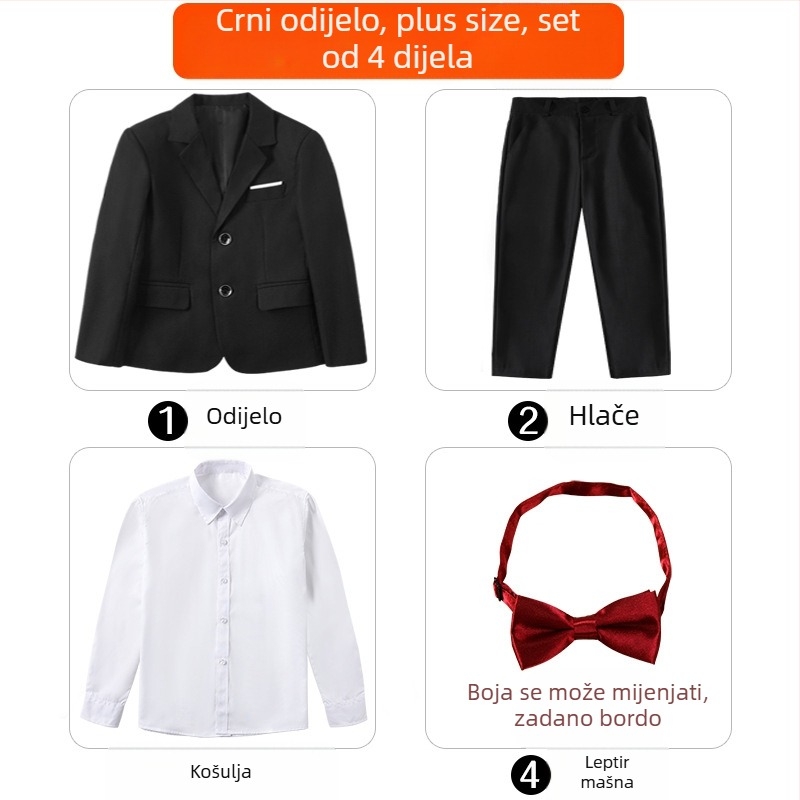 Dječji svečani odijelo za klavirske nastupe, britski stil, sako i hlače za dječaka