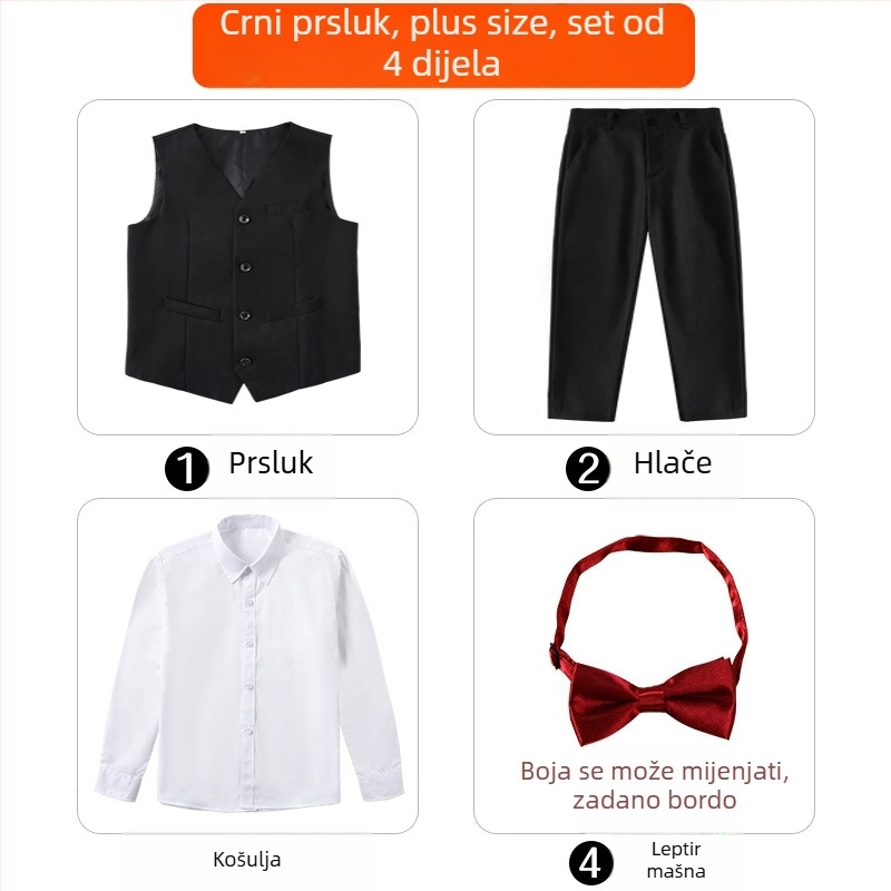 Dječji svečani odijelo za klavirske nastupe, britski stil, sako i hlače za dječaka