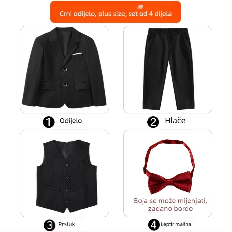 Dječji svečani odijelo za klavirske nastupe, britski stil, sako i hlače za dječaka