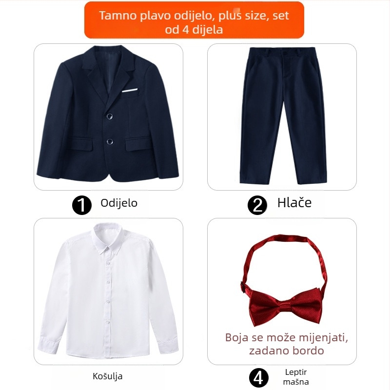 Dječji svečani odijelo za klavirske nastupe, britski stil, sako i hlače za dječaka