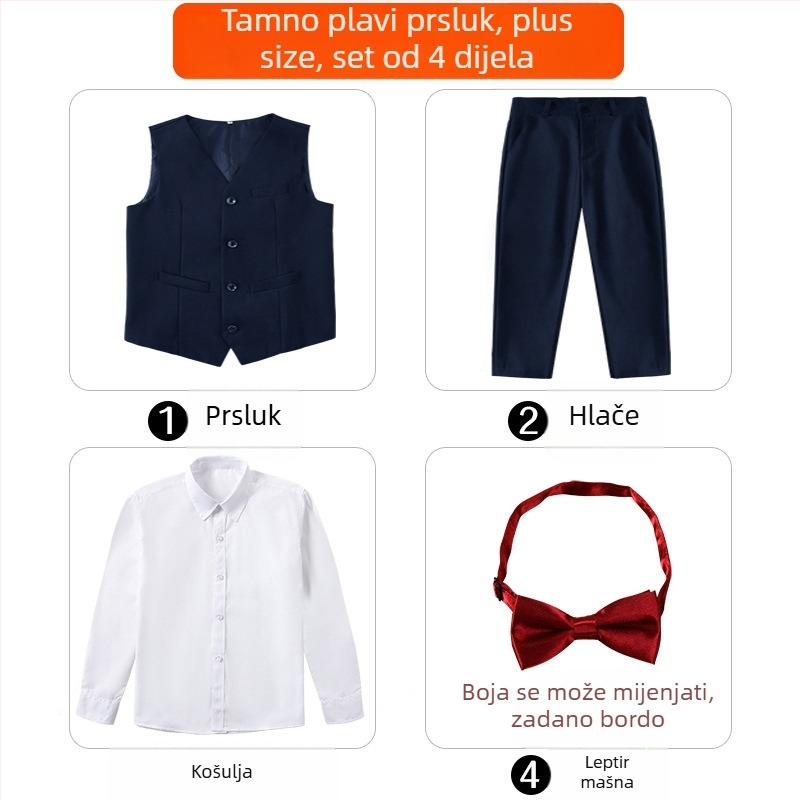 Dječji svečani odijelo za klavirske nastupe, britski stil, sako i hlače za dječaka