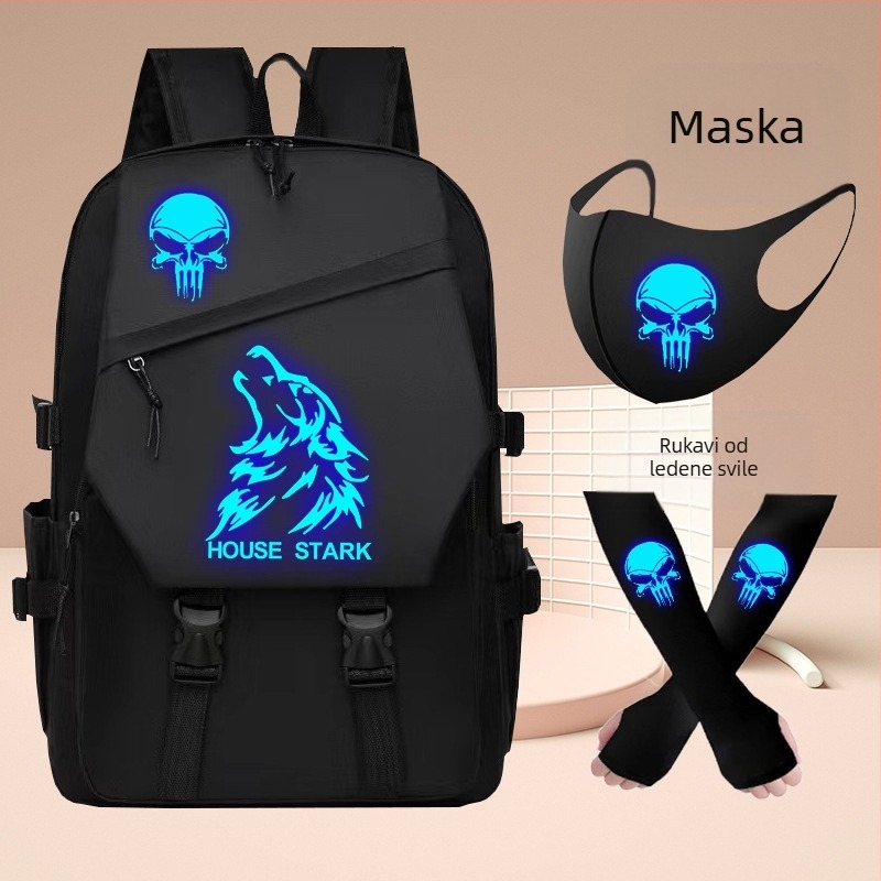 Ghost Dance svjetleća školska torba za dječake i djevojčice za razred 3 do 6 inča, moderna, cool ruksak velikog kapaciteta za učenike