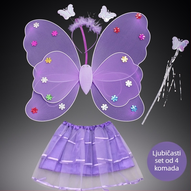 Dječja odjeća za scenske nastupe za vrtić, haljina za princezu, odijelo s anđeoskim krilima i leptirovim krilima za nastupe u četiri dijela
