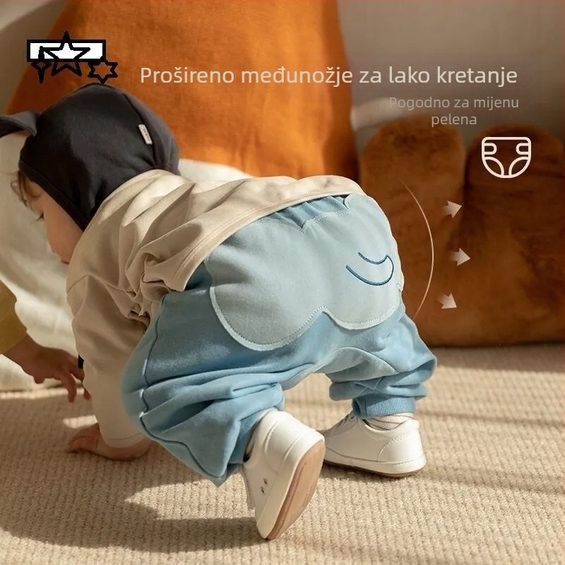 Dječje proljetne i jesenske hlače, pamučne velike hlače za dječake i djevojčice, mekane dječje debele hlače, vanjska odjeća, slatki crtani film