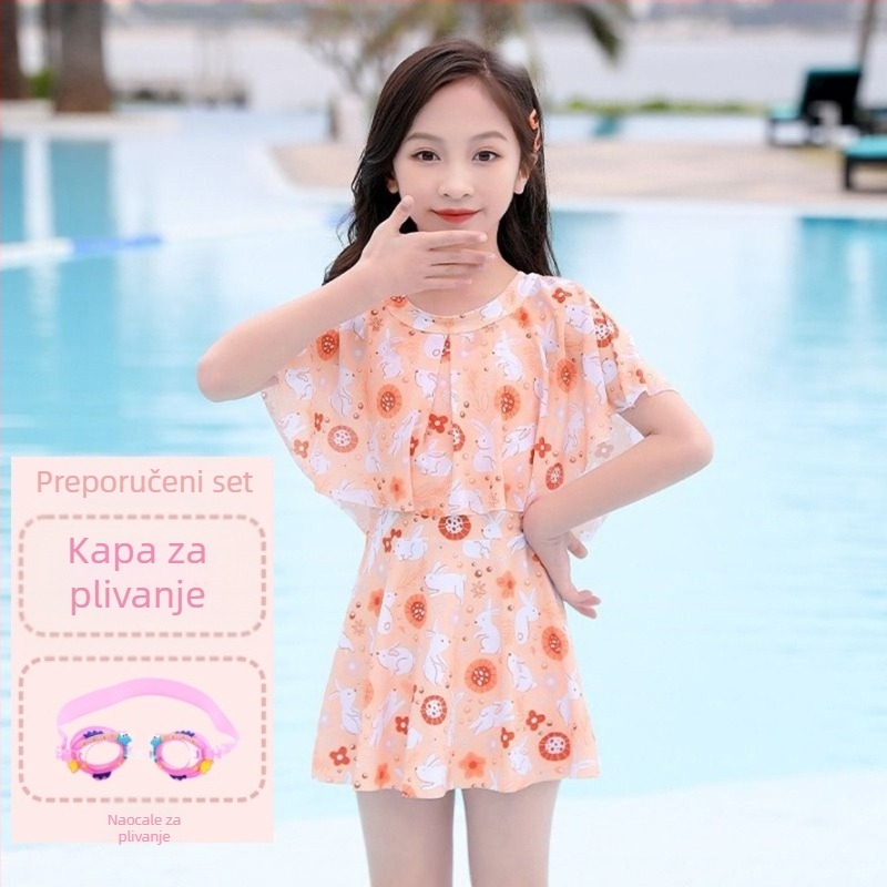 Dječje ležerne kupaće kostime za djevojčice, ljeto 2024., novi stil, jednodijelni, mali, srednji i veliki, dječja haljina princeze, slatki kupaći kostim za djevojčice