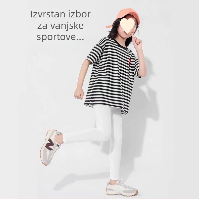 Dječje hlače s motivom morskog psa, djevojačke ljetne tanke gornje hlače, mršavljenje, ples, visoki struk, donji dio, joga, kratke hlače