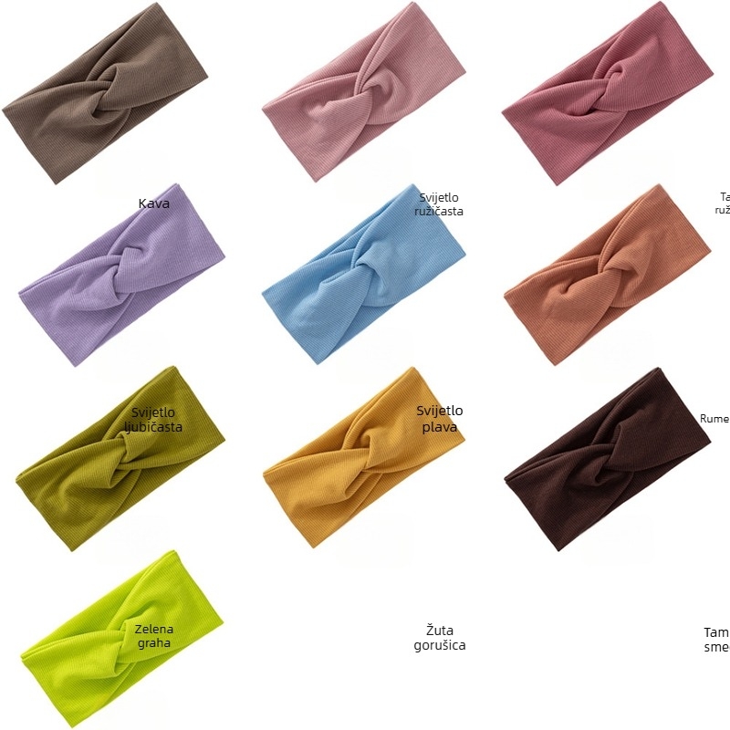 Prekogranična nova dječja jednobojna elastična traka za glavu s križnim pletenjem, muška i ženska sportska jednostavna elastična traka za glavu