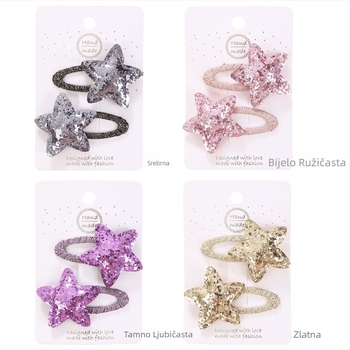 Novo dječje pokrivalo za glavu u korejskom stilu, slomljena ukosnica za dječake i djevojčice, slatke šljokice, velika peterokutna zvijezda, kopča s šiškama i rubom