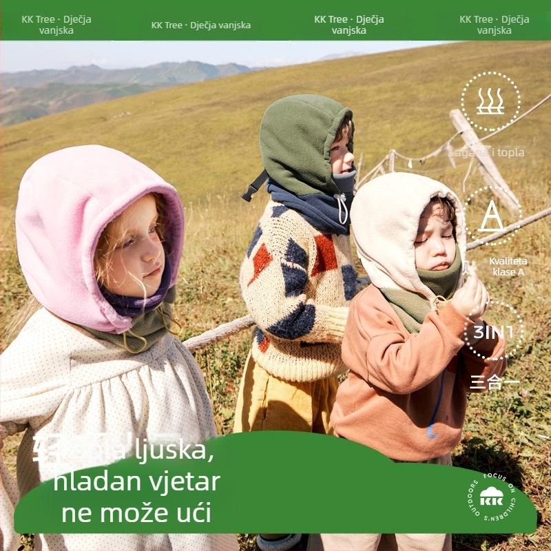 Kk Tree slatka topla dječja kapa, šal, višenamjenska vjetrootporna maska za muškarce i žene, antistatička, za jesen i zimu