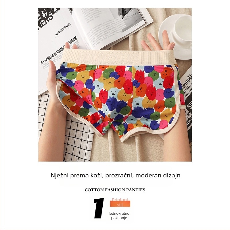Muško donje rublje s crtanim printom u boji, mladenački slatki stil, udobne bokserice do sredine struka, prilagođene koži, Zhongshan veleprodaja