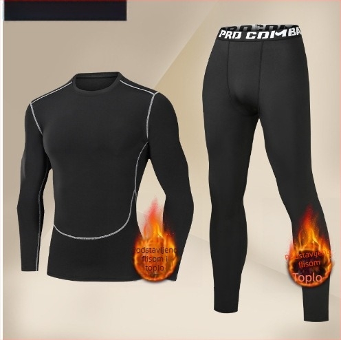 Muško baršunasto termalno donje odijelo, zimsko runo podstavljeno, zadebljano trkačko donje rublje, hladnootporno, sportsko, usko jesensko odijelo, duge hlače