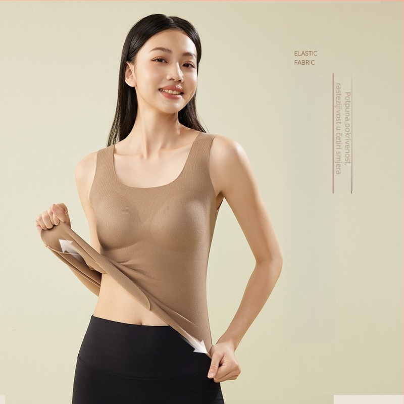 A58 Jesenski i zimski novi ženski termalni prsluk bez tragova s prsnim jastučićima, grudnjak otporan na habanje, jednodijelno donje rublje, unutarnji i vanjski gornji dio