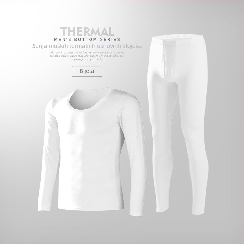 Muški modalni termalni set donjeg rublja, tanka jesenska odjeća i hlače, muški uski kroj za mlade, jednobojna baza, ultra tanka baza