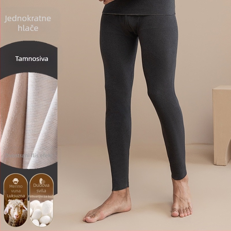 Jesenske hlače Muške tople hlače Nosite jesenske i zimske hlače s flis podstavom od vune i svile, dvostrane flisa, zadebljane podloge