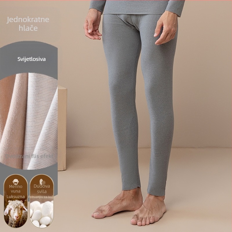 Jesenske hlače Muške tople hlače Nosite jesenske i zimske hlače s flis podstavom od vune i svile, dvostrane flisa, zadebljane podloge