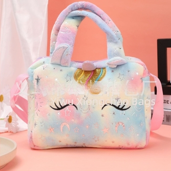 Modna slatka jednorog vez slučajnim šarenim tie-dye plišanim mini torbicom Crossbody prijenosnom dvojnom upotrebom