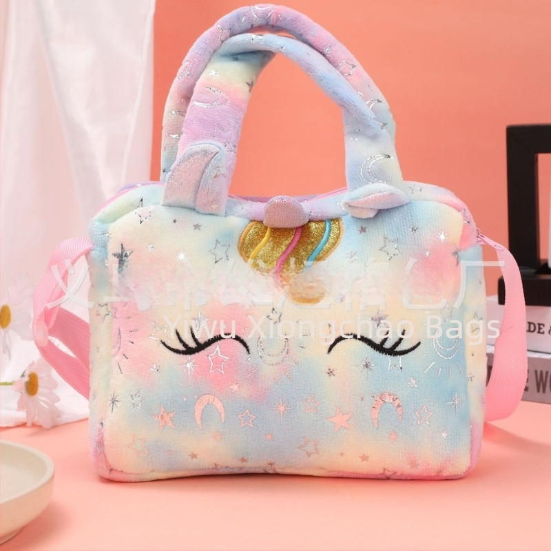Modna slatka jednorog vez slučajnim šarenim tie-dye plišanim mini torbicom Crossbody prijenosnom dvojnom upotrebom