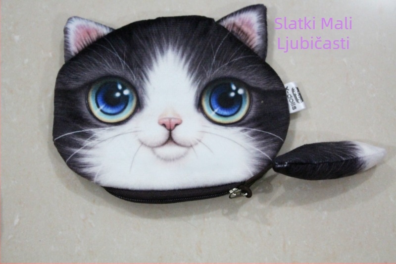 Prekogranična nova torbica za kovanice, novčanik s mačkom, crtani avatar, modni slatki trodimenzionalni novčanik s mačkom