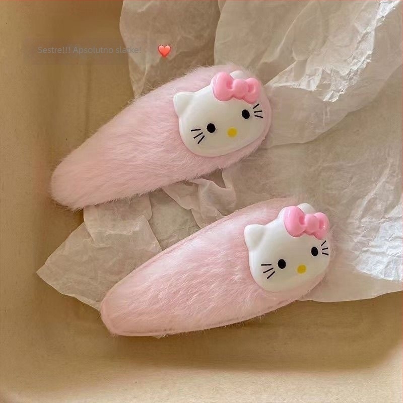 Slatka ružičasta plišana hellokitty kopča za pačji kljun, kombinacija japanske djevojčice KT mačke, crtani pribor za kosu, bočna ukosnica