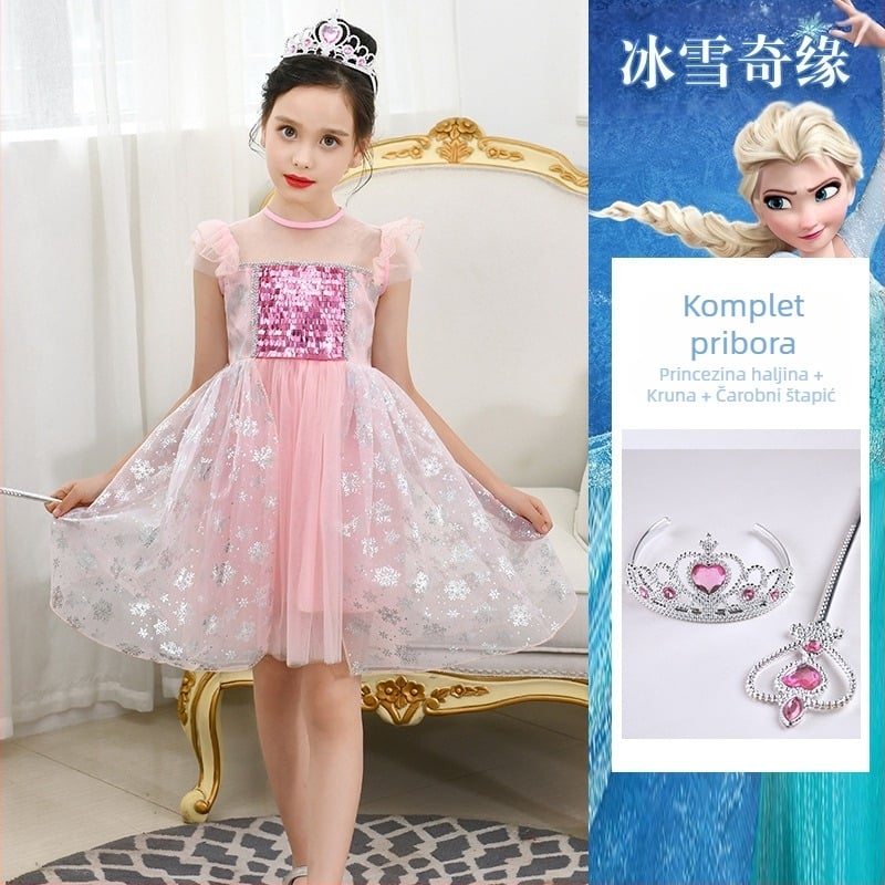 Djevojčice princeza Anna Frozen Ljeto Nova Halloween rođendanska haljina Kostim Super vila Prekrasan zapadnjački stil