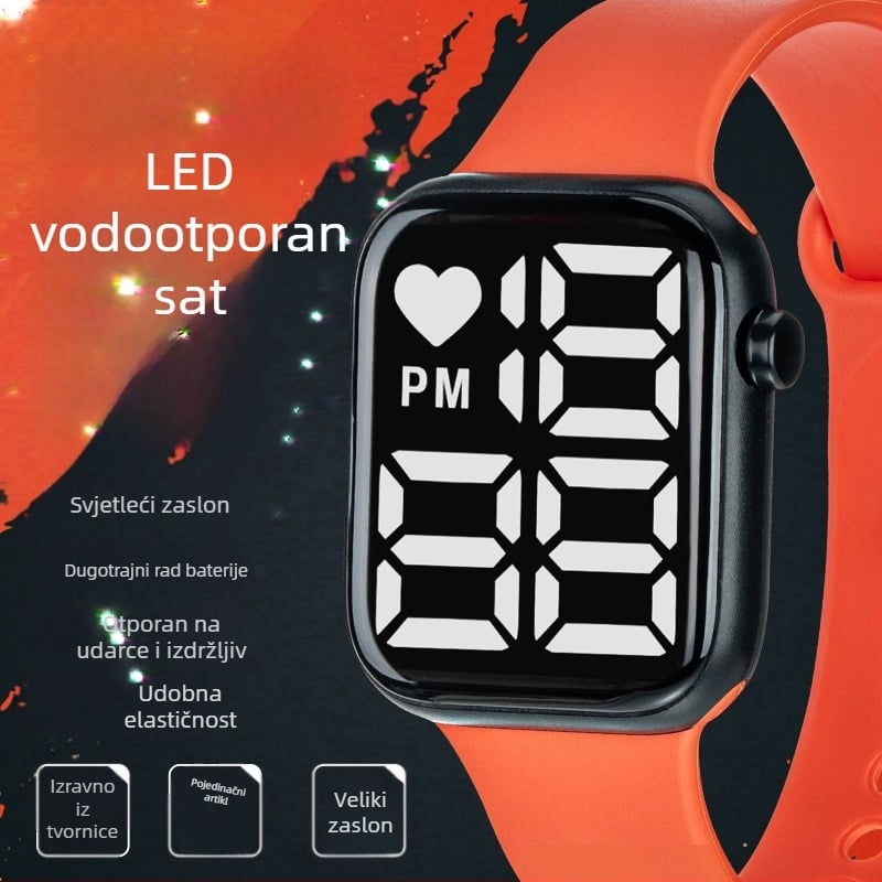 Y1 Export E-Commerce Najprodavaniji LED digitalni sat za dječake i djevojčice, dječji svjetleći digitalni sat, vodootporni veliki brojčanik