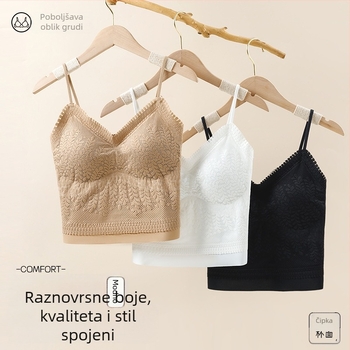 Novi stil čipke vruće djevojke prekrasna leđa ledeno svileno donje rublje ženske majice bez rukava prsluk jednodijelni jastučić za prsa vruće djevojke unutarnje nošenje vanjsko nošenje baza