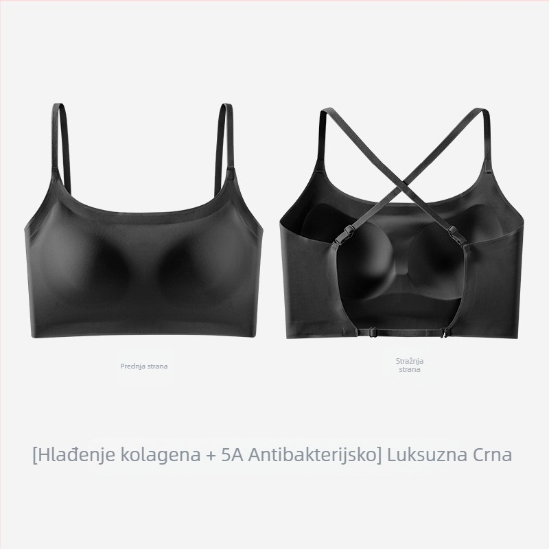 Ženski grudnjak U-oblikovani prekrasni leđni gaćici od ledene svile, ljetni, za male grudi, push-up s jastučićima za grudi, vanjski prsluk, sve u jednom, bešavni, veliki, bez leđa