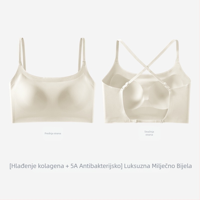 Ženski grudnjak U-oblikovani prekrasni leđni gaćici od ledene svile, ljetni, za male grudi, push-up s jastučićima za grudi, vanjski prsluk, sve u jednom, bešavni, veliki, bez leđa