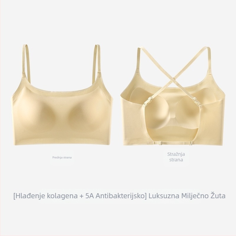 Ženski grudnjak U-oblikovani prekrasni leđni gaćici od ledene svile, ljetni, za male grudi, push-up s jastučićima za grudi, vanjski prsluk, sve u jednom, bešavni, veliki, bez leđa