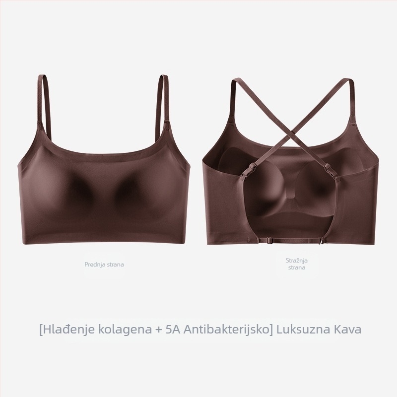 Ženski grudnjak U-oblikovani prekrasni leđni gaćici od ledene svile, ljetni, za male grudi, push-up s jastučićima za grudi, vanjski prsluk, sve u jednom, bešavni, veliki, bez leđa