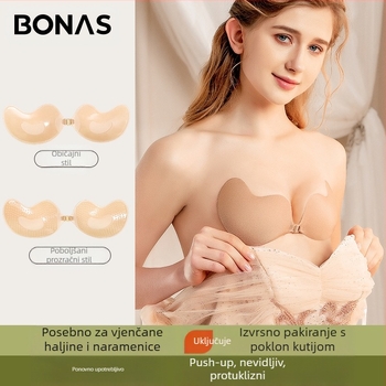 Bona Ness Mango naljepnica za grudi, mala prsa, velika remen za vjenčanicu, nevidljivi grudnjak, ravni grudnjak s nabiranjem za gornji dio, tanka naljepnica za grudi
