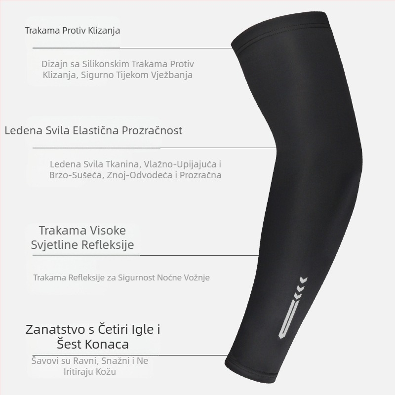 Veleprodaja Ice Silk rukava za sunčanje za muškarce i žene Ljetna UV zaštita za vožnju, ribolov, tanki noćni trčanje, reflektirajući rukav