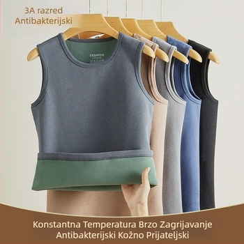 Antibakterijski zimski muški ležerni flis podstavljeni debelim toplim, hladnootpornim prslukom od polarnog flisa