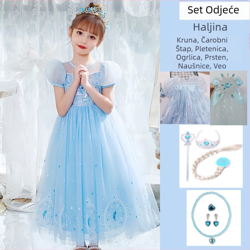 Nova dolazak Haljina princeze Aishe Ljetna nova dolazak Elegantna haljina s puf velom Haljina za rođendan djevojčice Haljina za Dan djeteta
