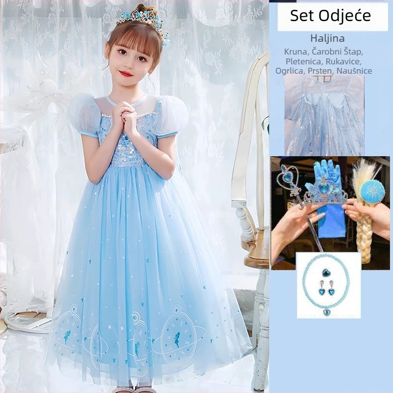 Nova dolazak Haljina princeze Aishe Ljetna nova dolazak Elegantna haljina s puf velom Haljina za rođendan djevojčice Haljina za Dan djeteta